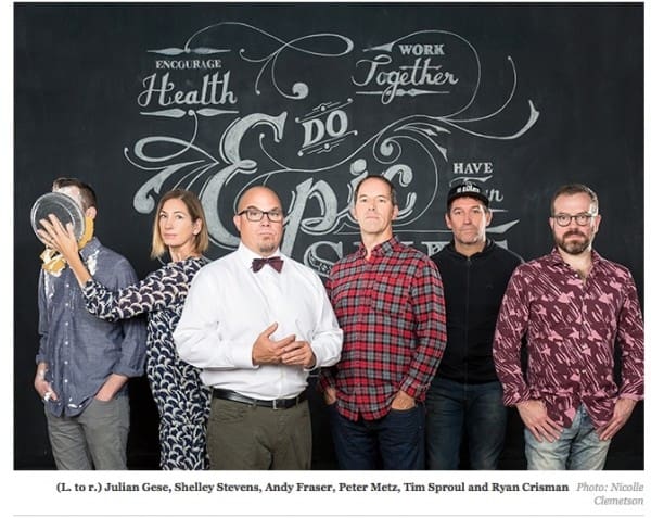 (L. to r.) Julian Gese, Shelley Stevens, Andy Fraser, Peter Metz, Tim Sproul and Ryan Crisman Photo: Nicolle Clemetson